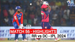 RR vs DC 56th Match IPL 2024 Highlights  IPL Highlights 2024  RR vs DC Highlights 2024 [upl. by Akirdnas183]