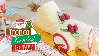 Tronco de Navidad Red Velvet  Roll Cake  Quiero Cupcakes [upl. by Bethesda]