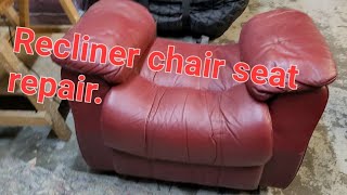 Recliner seat repair we find bed springs in this one [upl. by Ahseekat]