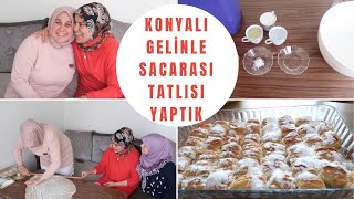 KONYALI GELİNDEN GURBETE EVLİLİK HAKKINDA KONUŞTUK 🥰 SAC ARASI TATLISI YAPTIK 🌸 [upl. by Oinotna]