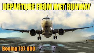 WET RUNWAY TAKE OFF WITH BOEING 737800 │ RAINY TAKEOFF FROM DIFFERENT ANGLES │ XPLANE 12 [upl. by Garibull300]