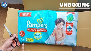 Pampers All Round Protection Baby Diaper Unboxing and Review [upl. by Dlonyer]