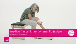 mediven® ulcer kit anlegen mit Anziehhilfe  offene Fußspitze  Kompressionstherapie offenes Bein [upl. by Hayyifas]