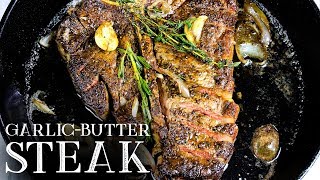 GarlicButter Porterhouse Steak  Panseared Porterhouse  CarnalDish [upl. by Gulgee]