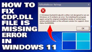 How To Fix CDPdll File Is Missing Error in Windows 1110 Solution [upl. by Jarlath]