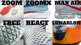 Nike Cushion Technologies Compared AIR VS ZOOM VS LUNARLON VS FREE VS REACT VS ZOOMX [upl. by Ttenrag]