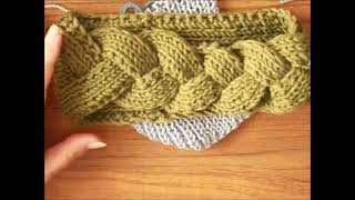 1068Stirnband mit Zopf vorne Stricken für AnfängerTutorial Handarbeit [upl. by Eirot815]