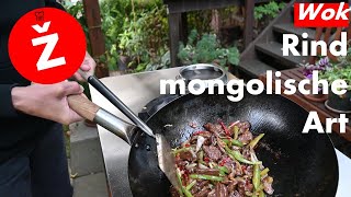 Wok  Rindfleisch mongolische Art  schnell geringe Anzahl Zutaten sehr lecker [upl. by Pasol712]