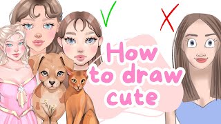 How to draw cute faces and characters tutorial [upl. by Tuneberg]