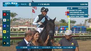 Anisette GB wins the Yellow Ribbon Handicap GII race 8 at Del Mar 81024 [upl. by Eznyl]