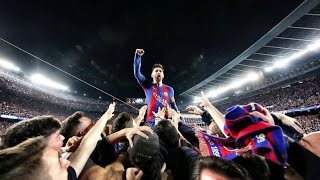 VIDEO Barcelona vs PSG 61  Lionel Messi Reaction to Barcelonas 6th goal with the fans [upl. by Nnaylrebmik]