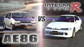 ENG CC Tsuchiyas AE86 vs Integra Type R in Tsukuba AEHV01 [upl. by Goddart493]