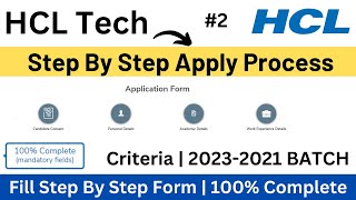 HCL OffCampus Hiring  Step By Step Apply Form  Any Criteria  20232021 BATCH  100 Form PART2 [upl. by Janet274]