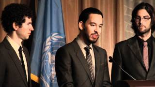 Linkin Park Accepts UN Foundation  UNAUSA 2011 Global Leadership Award [upl. by Yldarb]