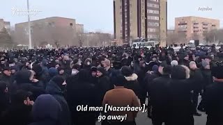 People Detained During Kazakh Fuel Protests [upl. by Enilekcaj]