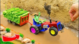 diy mini tractor dengerous stuck in mud with full trolley bamboo science project [upl. by Odin53]