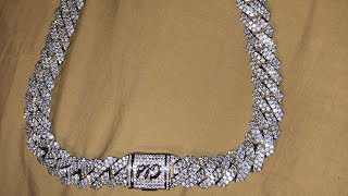 Shop GLD 22” white gold 19mm Cuban prong chain unboxing [upl. by Eitra]