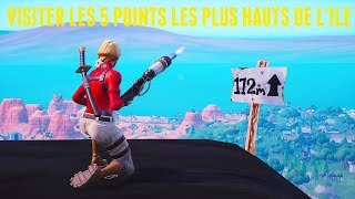 EMPLACEMENT VISITER LES 5 ENDROITS LES PLUS ÉLEVÉS DE L’ÎLE SUR FORTNITE  SEMAINE 6 [upl. by Philippine]