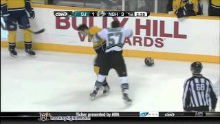 Tommy Wingels vs Brandon Yip Feb 25 2012 [upl. by Annaillil]