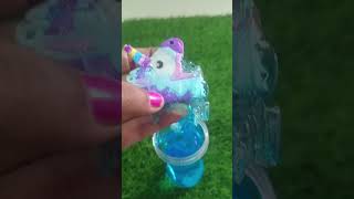 Unicorn slime blue slime trending  viral  shorts [upl. by Merceer709]