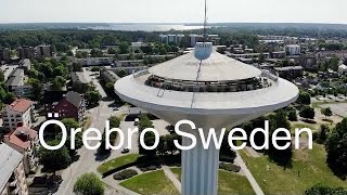 Örebro Svampen Old Water Tower Orebro City 4K Drone Sweden Sverige Vattentorn Nice View 🤩 [upl. by Rozalie]