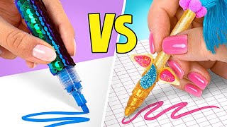 Unicorn Crafts VS Mermaid Crafts  DIY School Supplies [upl. by Alleuqahs374]