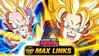 NEW BEST TUR IN DOKKAN LEVEL 10 LINKS 100 EZA PHY TRUNKS amp GOTEN DBZ Dokkan Battle [upl. by Yentrac]