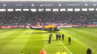 RAF Helicopter Delivers Match Ball To The King Power Stadium for LCFC vs NFFC 101112 HD [upl. by Yeltnarb252]