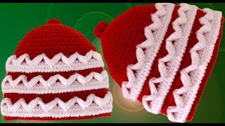 Gorro a Crochet en punto 3D para Navidad tejido paso a paso tallermanualperu [upl. by Carina92]