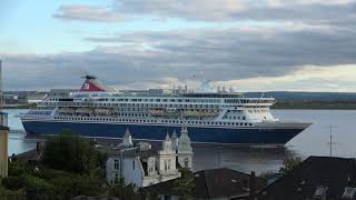 Cruise Ship Balmoral leaves Hamburg heading Bremen [upl. by Anivol]