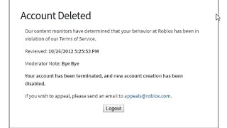 Roblox account termination speedrun [upl. by Shela]