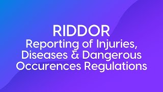 RIDDOR Reporting of Injuries Diseases and Dangerous Occurrences Regulations UK Course Trailer [upl. by Maegan66]