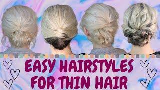 EASY hairstyles for thin hain  updos for fine hair [upl. by Frulla]