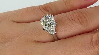 GIA 309ct Asscher Cut Diamond 3 Stone Engagement Platinum Ring [upl. by Glick150]