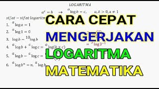 CARA CEPAT MENGERJAKAN SOAL LOGARITMA MATEMATIKA  PART1 [upl. by Hakaber724]