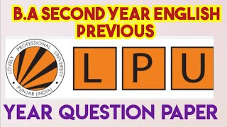 BA SECOND YEAR ENGLISH PREVIOUS YEAR QUESTION PAPER [upl. by Naharba542]