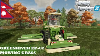 GRASS MOWING II ANIMAL FEEDING II FARMING SIMULATOR 22 II GREEN RIVER EP02 [upl. by Ylus598]