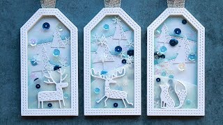 WHITE CHRISTMAS 2018  DAY 6  Winter Woodland Shaker Tags [upl. by Sevein]