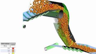 Jenike amp Johanson DEM analysis of transfer chute with hood and spoon [upl. by Bowe]