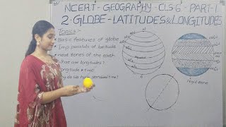 NCERT Class 6 Geography Chapter 2 Part 1GLOBE  LATITUDES AND LONGITUDES  telugu [upl. by Enajiram]