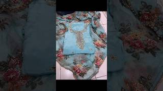 Natural crape neck embroidery suits with organza designer dupatta [upl. by Favianus]