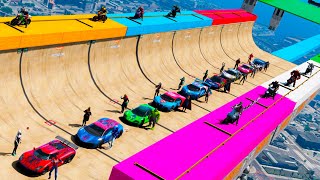 Carros Loucas Hot Wheels com Homem Aranha e Amigos Cool Cars and Bike Spiderman GTA 5 [upl. by Adnohsel441]