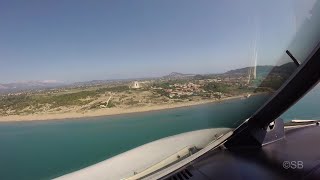 Zakynthos Island Visual approach around the island and landing runway 34 ZTH  LGZA Cockpit view [upl. by Nalac]