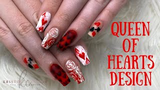 Queen of Hearts Nail ArtWatch me work tutorialDisney Nail [upl. by Ntsuj834]