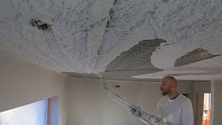 Het stukadoren van plafond met Knauf MP75 spuitmachine G54 samen met de PFT silomat [upl. by Imehon]