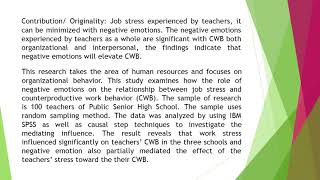 The Role of Negative Emotions on the Relationship of Job Stress and Counterproductive Work Behavior [upl. by Irdua]