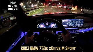 2023 BMW 750e xDrive M Sport G70  Night POV Drive in Plovdiv  4K [upl. by Aneeroc]