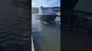 Driving the Catamaran Fishing Machine onto the Trailer fishing boat [upl. by Herbst]