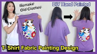 DIY FabricAcrylics Painting Takashi Murakami Flower Mini Panda on T ShirtTopsHand Painted 2020 [upl. by Nomolas]