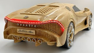 Masterpiece Wood Sculpture Unique Wooden Version of the Bugatti La Voiture Noire [upl. by Nitsraek]